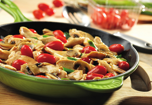 Chicken with Grape Tomatoes and Mushrooms