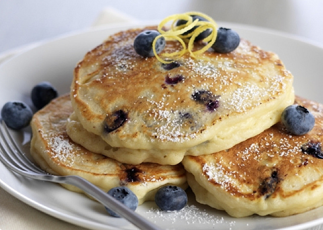 Lemon Ricotta Blueberry Pancakes