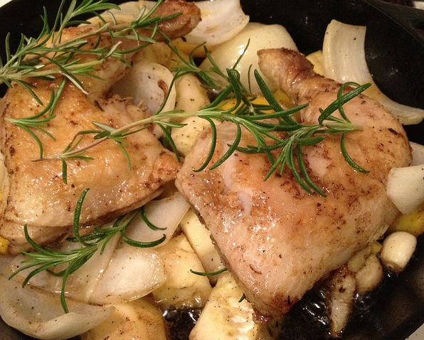 Roast Chicken with Apples and Rosemary