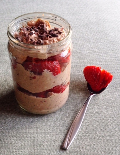Chocolatey Overnight Oats with Strawberries