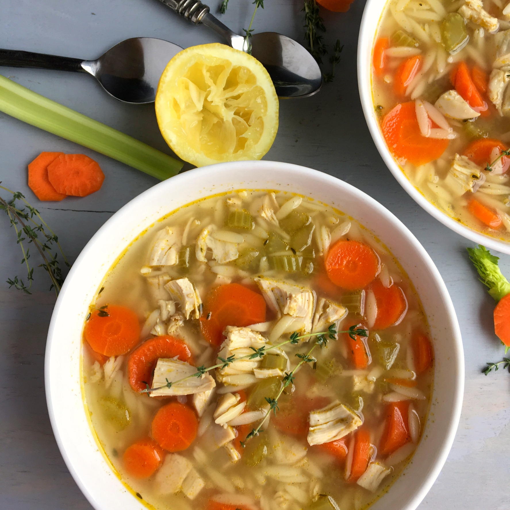 Light Greek Lemon Chicken Orzo Soup