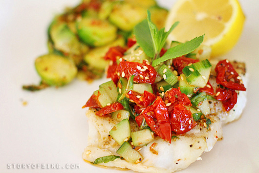 Grilled Fish With Sun Dried Tomato Relish